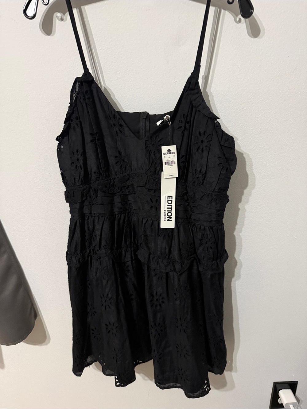 Express Black Eyelet Mini Dress
